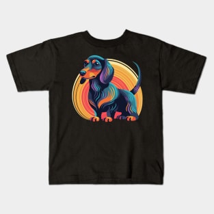 Groovy Dapple Dachshund Sunset Kids T-Shirt